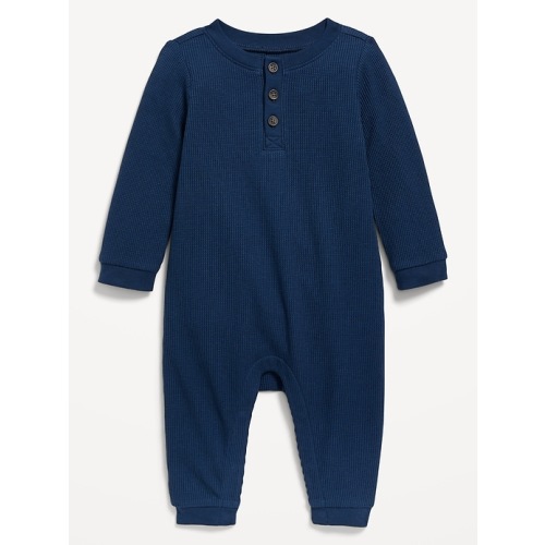 Long-Sleeve Jersey-Knit Henley One-Piece for Baby