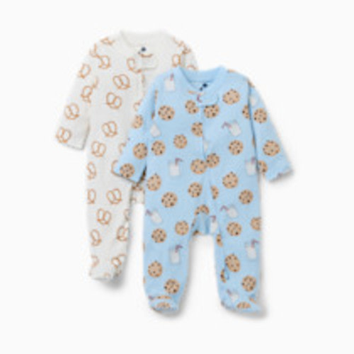 Small Story Organic Cotton 2-Way Zip Footie (2 Pack) - Sweet Snacks, 3-6 M