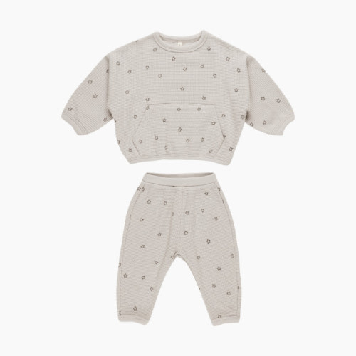 Quincy Mae Waffle Slouch Set - Fog, 3-6 M