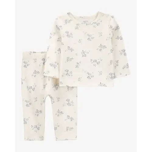 Baby 2-Piece Floral Long-Sleeve Tee & Pant Set - White/Blue - Carter's | Carter's