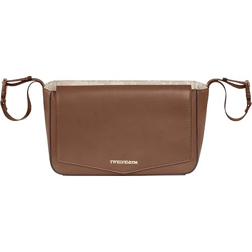 TWELVElittle Stroller Organizer Peek A Boo Stroller Caddy 2.0, Travel caddy with Wipes Case in Vegan Leather, Toffee