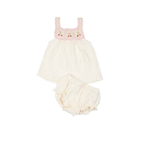 Crochet Two Piece Set - Ivory Cherry