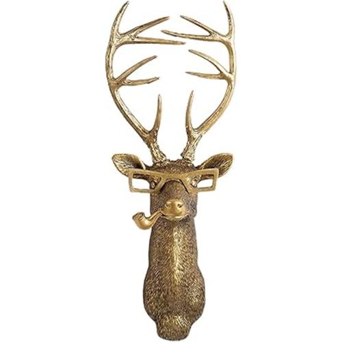 Animal Heads Wall Decor, Faux Deer Head Mount, Animal Sculptures Wall Decor, Resin Animal Head Wall Hanging Decoration for Living Room Bedroom Kitchen Gift,Deer