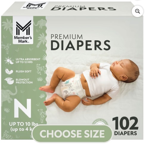 Member's Mark Premium Baby Diapers, Sizes: Newborn - 8 - Sam's Club