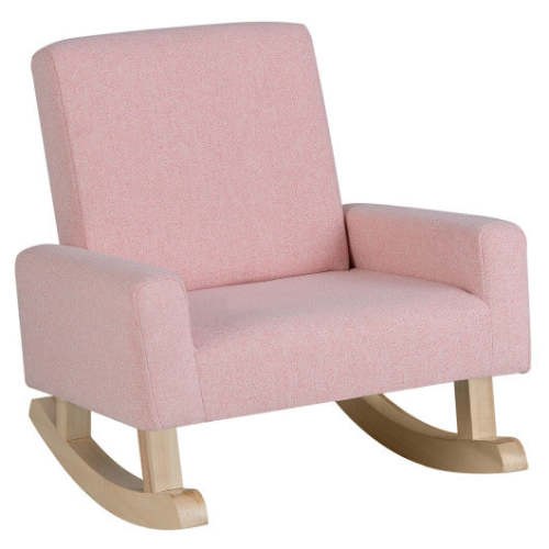 Kids Rocking Chair With Solid Wood Legs-Pink