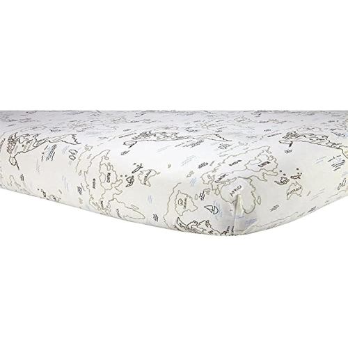 Sadie & Scout Crib Sheet, Zahara World Map Fitted 28x52 Inch (Pack of 1)