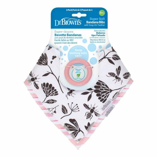 Dr. Brown's Bandana Bib with Snap-On Teether Herringbone – idealbaby