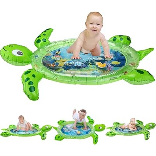 gebra Inflatable Tummy Time Water Mat Sea Turtle Shape Play Mat for Baby Boy Girl 3 6 9 12 Month