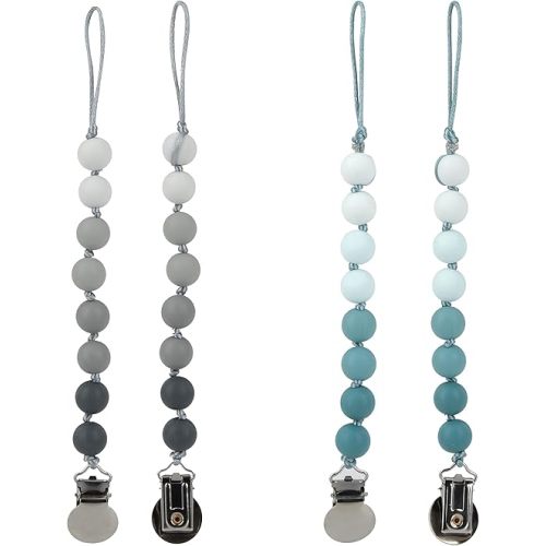 Nuby 1 pk Silicone Pacifinder with Metal Clip - 0+ Months, 1 Pack: Assorted Neutral Colors (Grey or Aqua)