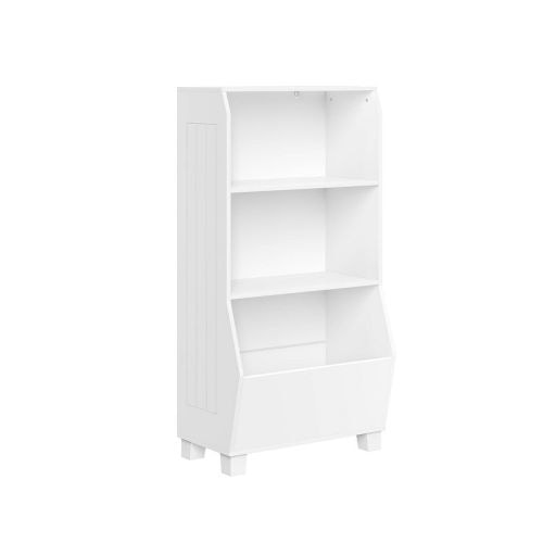 Riverridge Kids' 23" Playroom Bookshelf With Veggie Bin Organizer And 2 Open Toy Storage Shelves: Small Bookshelf For Kids, Mdf, White