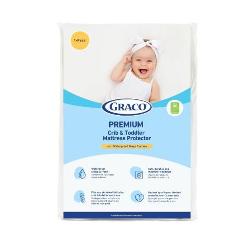 Graco Premium Waterproof Crib And Toddler Mattress Protector - White