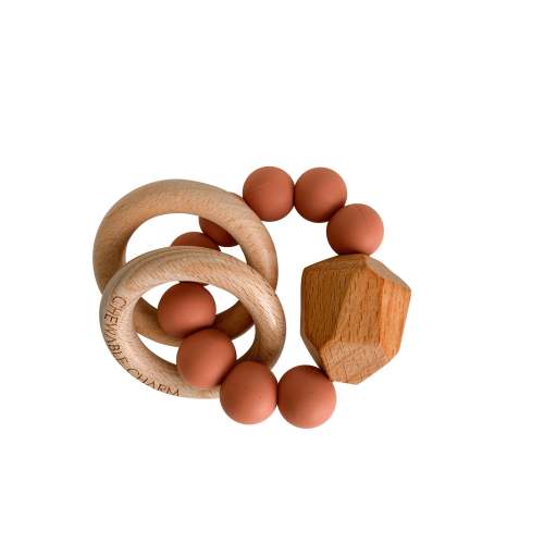 Hayes Silicone + Wood Teether Ring - Zion Sand by Chewable Charm – Avery and Everett