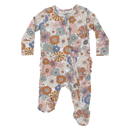 Ruffle Back 2-Way Zip Footie, Brighton Floral
