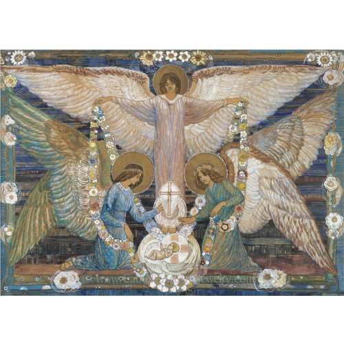 Angels Garlanding the Infant Jesus – 4 sizes – by Ann MacBeth