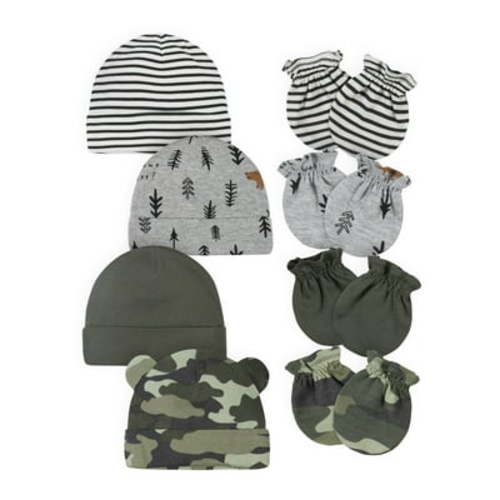 Gerber Baby Boys Caps & Mittens Set, 8-Piece