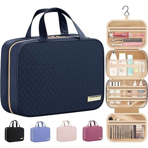 HOTOR Travel Toiletry Bag w/Hanging Hook - Spacious Toiletry Bag Essentials for Women & Men, Makeup Bag/Big Comparment, Waterproof for Travel Accessories, Medium, Navy Blue