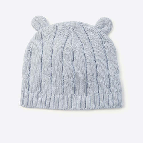 Pale Blue Cable Knit Baby Hat with Ears BLUE / 0-12M