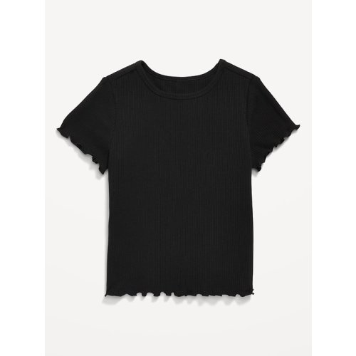 Short-Sleeve Lettuce-Edge T-Shirt for Toddler Girls