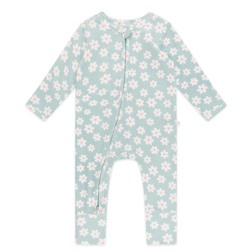 4Baby Onesie Long Sleeve Zip Teal Floral
