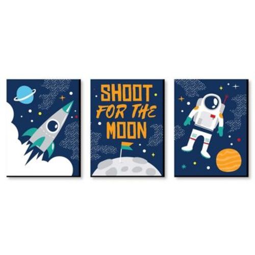 Big Dot Of Happiness Blast Off To Outer Space - Rocket Ship Nursery Wall Art & Kids Room Decorations - Gift Ideas - 7.5 X 10 Inches - Set Of 3 Prints