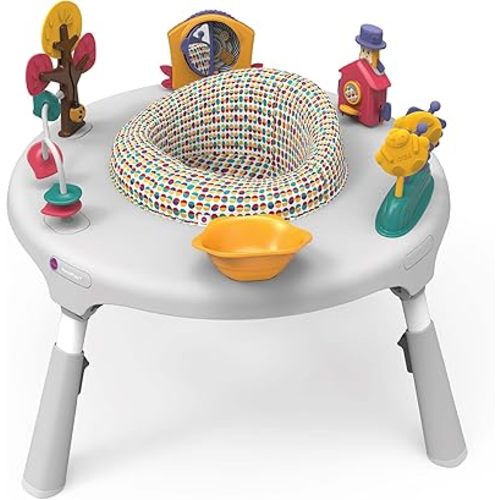 ORIBEL PortaPlay 2-in-1 Baby Activity Center & Play Table| 5 Months+ | Convertible & Portable Stage-Based for Baby| with Development Focused Toys | Unisex (Wonderland Adventure, Grey)