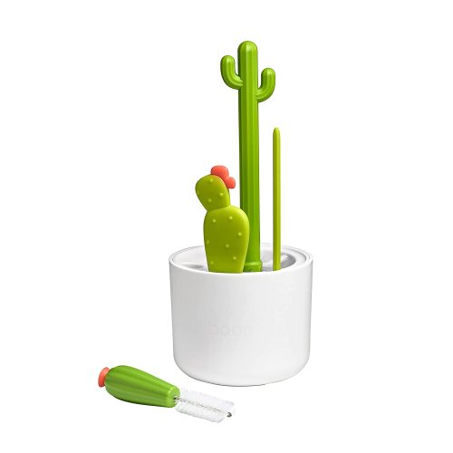 Boon Green Cacti Baby Bottle Cleaner Brush Set (Pack of 4) - Infant Sippy Cup & Straw Cleaning Set for Kids