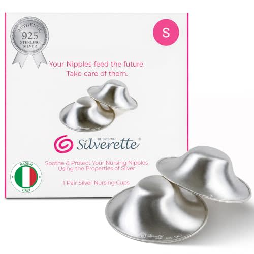 Silverette® The Original Silver Nursing Cups, Nipple Covers for Breastfeeding Essentials, Pure 925 Silver Nipple Shields