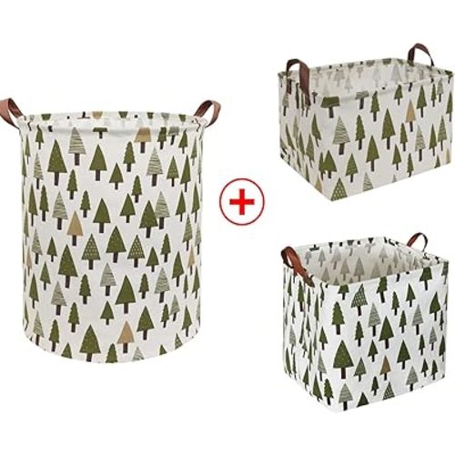 3pack Large Storage Bins, Rectangular Canvas Storage Bins,Square Storage bin,Canvas Fabric Laundry Basket Collapsible Storage Baskets for Home,Office,Toy Organizer,Home Decor.