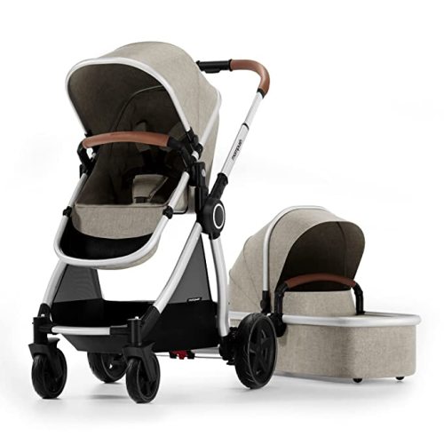 Mompush Ultimate2 Baby Stroller with Removable Bassinet - Full-Size Baby Strollers for Comfortable Outings with Baby - Toddler Stroller with Reversible Stroller Seat - Smooth Glide Bassinet Stroller - Ultimate2+Bassinet - Khaki