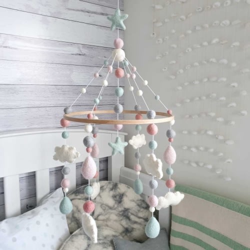 Pink Baby Mobile Add a Touch of Delight in Your Baby Girls Nursery - Tik Tak Design Co.