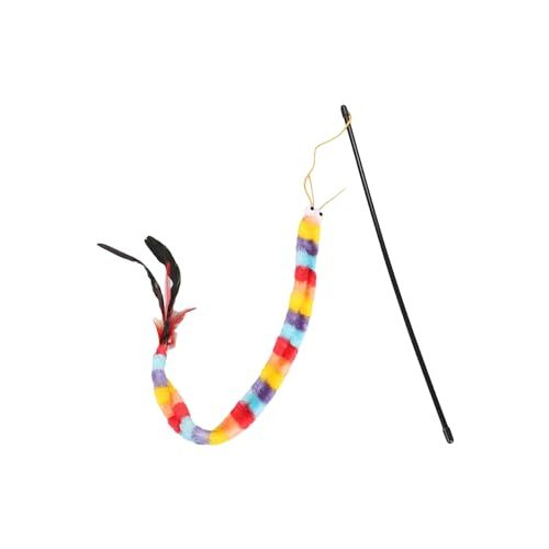 QWINEE Cat Wand Toys, Cat Interactive Toy, Cat Toys for Indoor Cats, Interactive Teaser Toys for Kitty Kitten One Size Deep Multicolor One Size