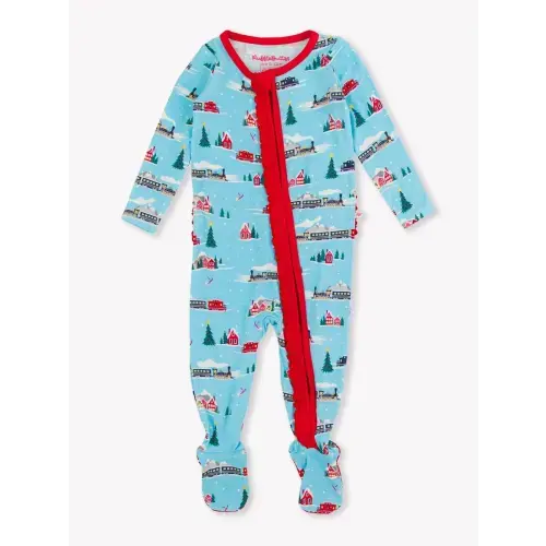 Christmas Ruffle One Piece Footie Pajamas