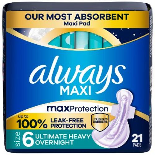 Always Maxi Protection Overnight Heavy Extra Long Menstrual Pads - 21ct