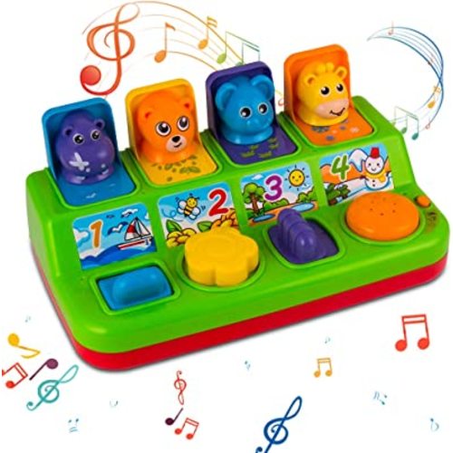 YEEBAY Interactive Pop Up Animals Toy with Music, Animal Sound, Activity Toys for Ages 9-12 - 18 Months &1 Year Old Kids, Babies, Toddlers, Boys & Girls