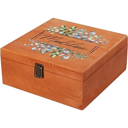 Personalized Keepsake Memory Box Custom Name Wooden Decorative Storage Box with Lids, Christmas Gift Box for Women Men Customized Gifts for Birthday Anniversary Wedding Graduation