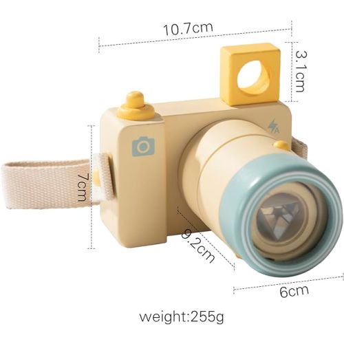 Wooden Camera Kaleidoscope Toy, Magical Multi-Prisms Kaleidoscope Toy for Kids