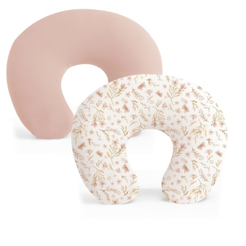 Konssy 2 Pack Nursing Pillow Covers, Stretchy and Soft Nursing Cover for Breastfeeding, Pillow Slipcover for Baby Girls Boys Newborn (Pink Spring, Pink)