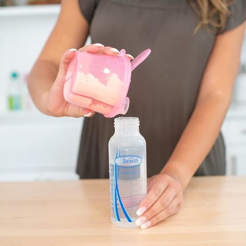 Dr. Brown's Baby Formula Dispenser with Snap-On Lid for On-The-Go Feedings,Milk Powder Dispenser for Traveling with Infant,Pink