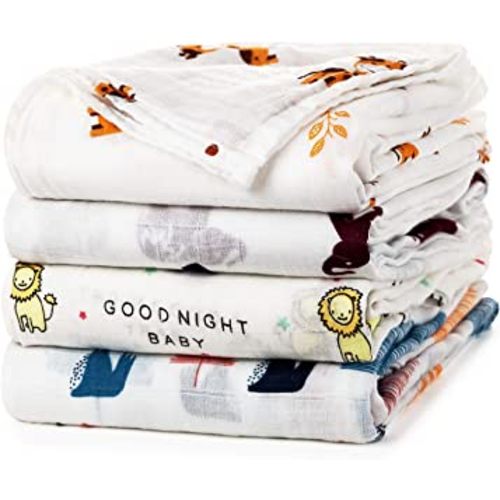 Amazon.com: upsimples Baby Swaddle Blanket Unisex Swaddle Wrap Soft Silky Bamboo Muslin Swaddle Blankets Neutral Receiving Blanket for Boys and Girls, Large 47 x 47 inches, Set of 4-Sika Deer/Elephant/Lion/Fox : Baby