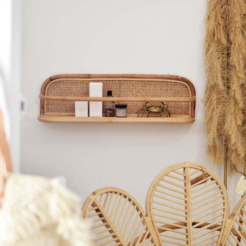 Long Rattan Weave Shelf