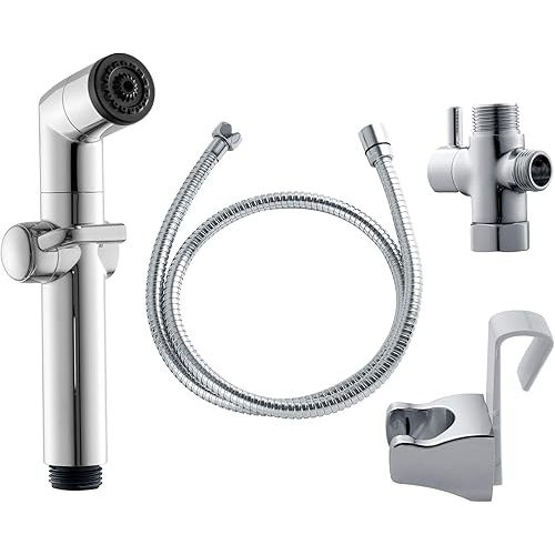 Bio Bidet A1 Handheld Bidet Sprayer for Toilet, Adjustable Water Pressure, Dual Spray, Stainless Steel Hose