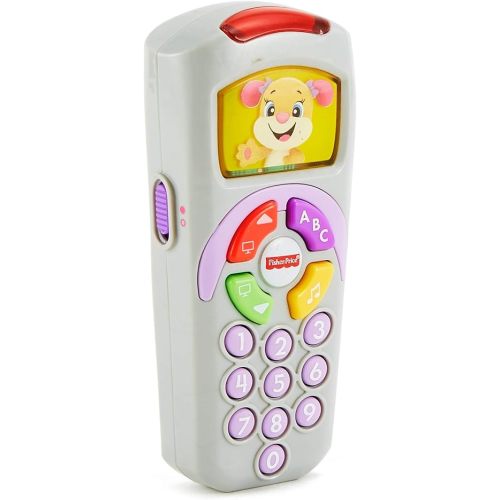 Fisher-Price Pretend TV Remote Baby Toy with Lights Music and Learning Songs, Fine Motor Toy, Toddler Pretend Play, Laugh & Learn Sis