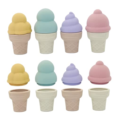 BrushinBella Silicone Bath Toys 4-Pack - Cleanable Silicone Montessori Toys - Baby Bath Toys - Bath Toys Dishwasher-Safe - Toddler Tub Toys - Baby Bath Essentials