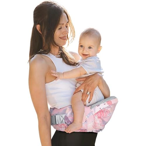 Baby Hip Carrier‌ - Infant Toddler Hip Seat for 0-36 Months (0-66 lbs) Adjustable Waistband, Breathable Mesh & Enhanced Safety, Side-Carry & Front Carry Options (Leaves)