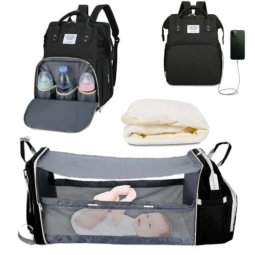 3 In 1 Diaper Bag Backpack Foldable Baby Bed