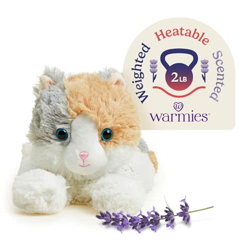 warmies Microwavable & Weighted Stuffed Animals, Calico Cat - Heated Stuffed Animal Plushie for Warmth & Comfort - Cute Soft Plush Toys for Adults & Children (Boys, Girls, Babies & Toddlers)