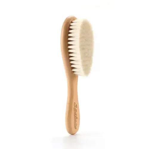 Baby Hair Brush For Newborns Toddlers Natural Wooden Soft Goat Bristle Brush Kids Cradle Cap Scalp Massage