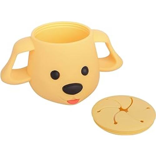 Bips Silicone Snack Cup - Toddler & Baby Food Container - Spill-Proof, BPA-Free & Dishwasher Friendly - Round Shape with Dust-Proof Lid for Easy & Convenient Self-Feeding - Yellow