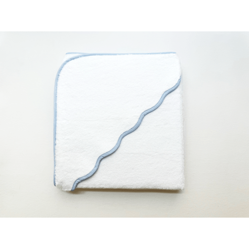 Blue Scallop Edge Hooded Towel