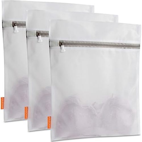 Polecasa 3Pcs 12 x 16 Inches Extra Durable Fine Mesh Laundry Bags with Sturdy Zipper for Delicates (3 Medium)
